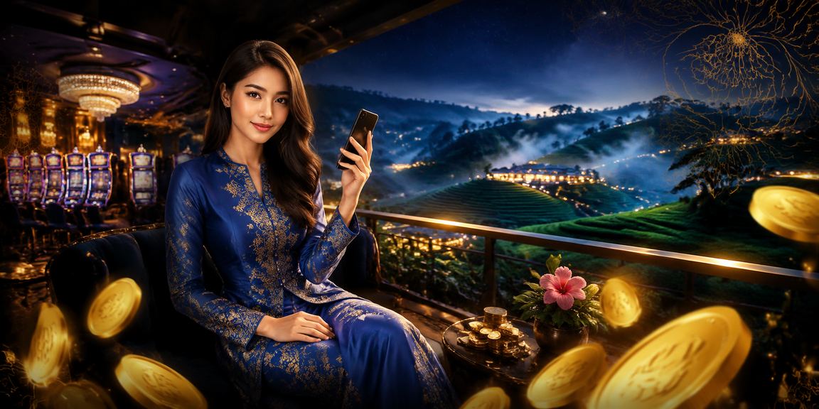 Wanita berbaju kurung bermain kasino mudah alih di Malaysia dengan telefon pintar